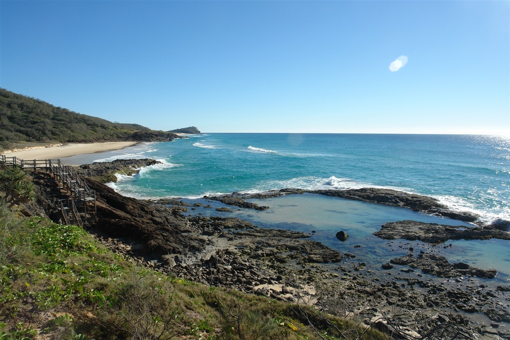 A stairway to heaven - Champagne Pools offer safe beach side swimming holes.  Beach swimming anywhere else is not recommended - rips and undercurrents are too dangerous.