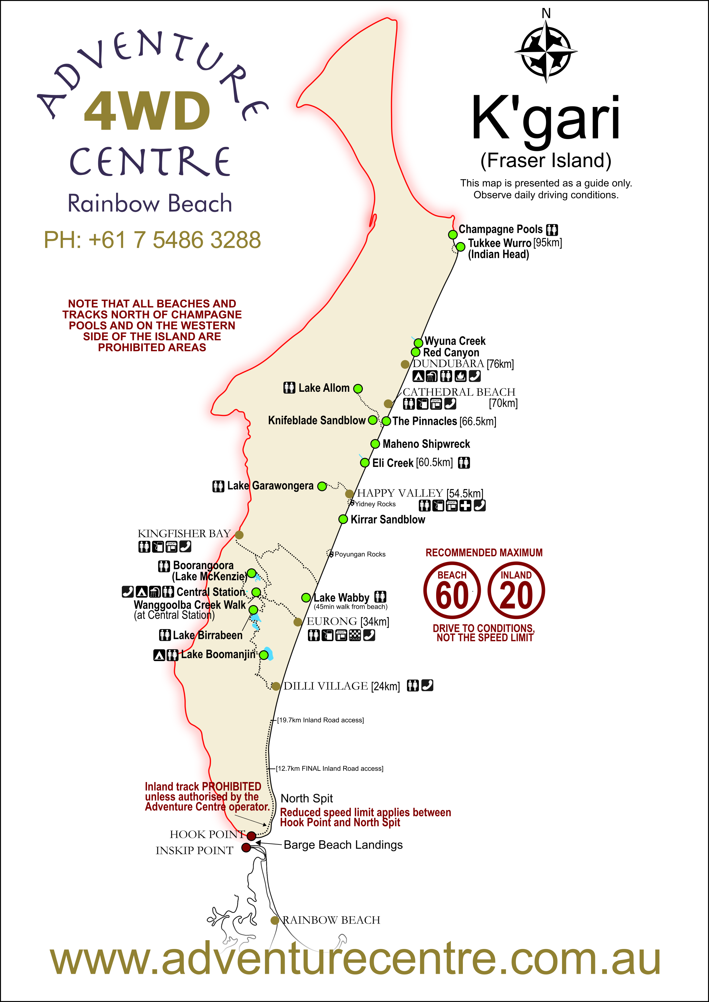 Map of K'gari (Fraser Island)
